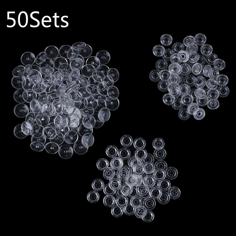 Snap Fastener Set - 50 Set واضح كام الراتنج أزرار