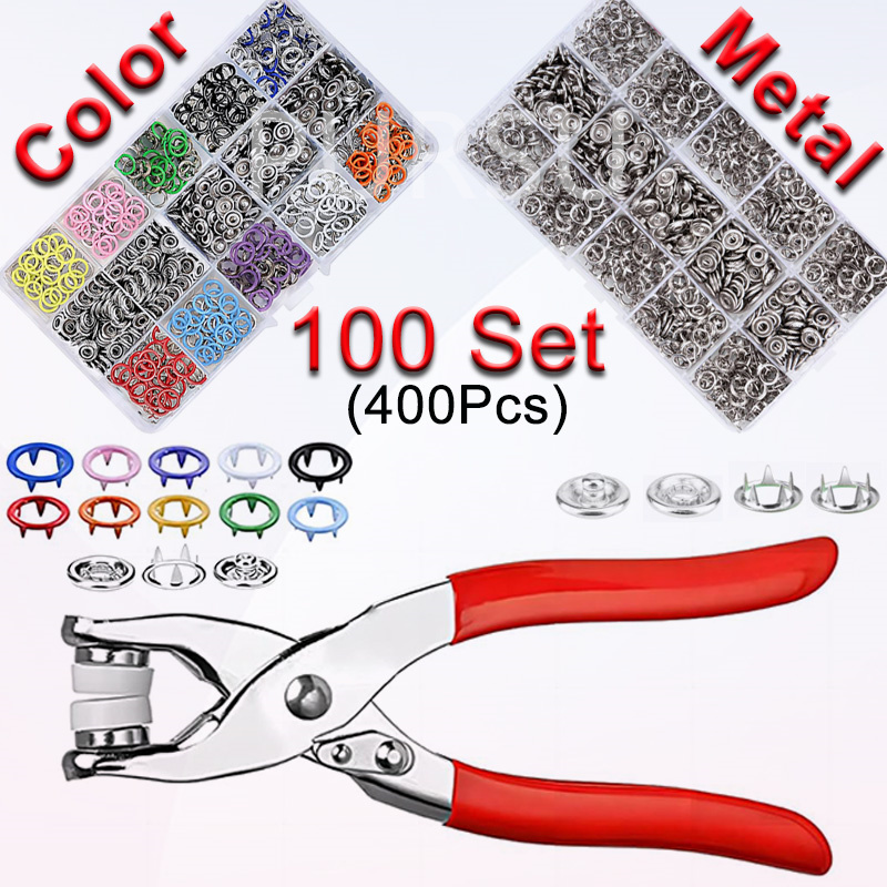 Snap Fastener Set - 100 مجموعات المفاجئة كماشة التلقائي جروميت
