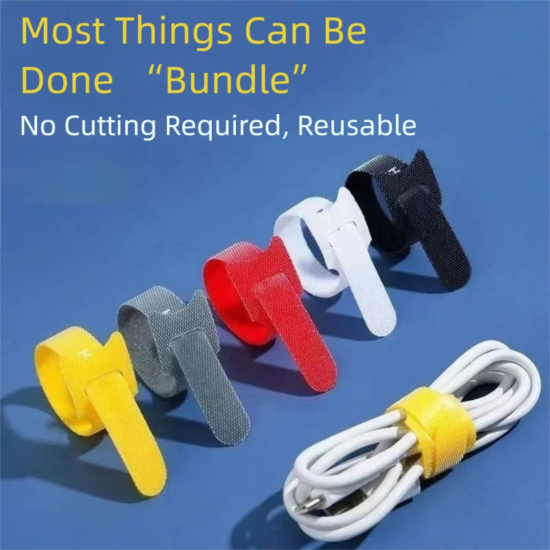 Velcro Hook Loop - منظم كابلات قابل لإعادة الاستخدام بدون