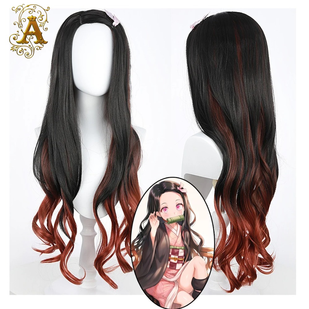 Wig Fiber Net - شعر مستعار طويل مجعد بلون أسود