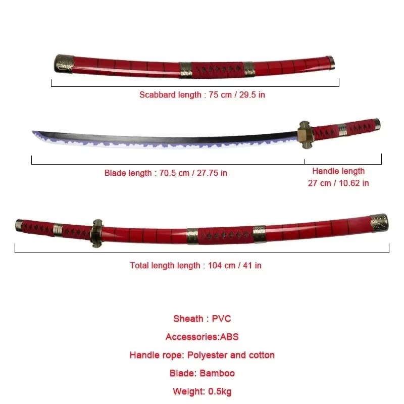 40incn رورونوا زورو كاتانا نين - مراجعة Cosplay Prop Katana وسعره