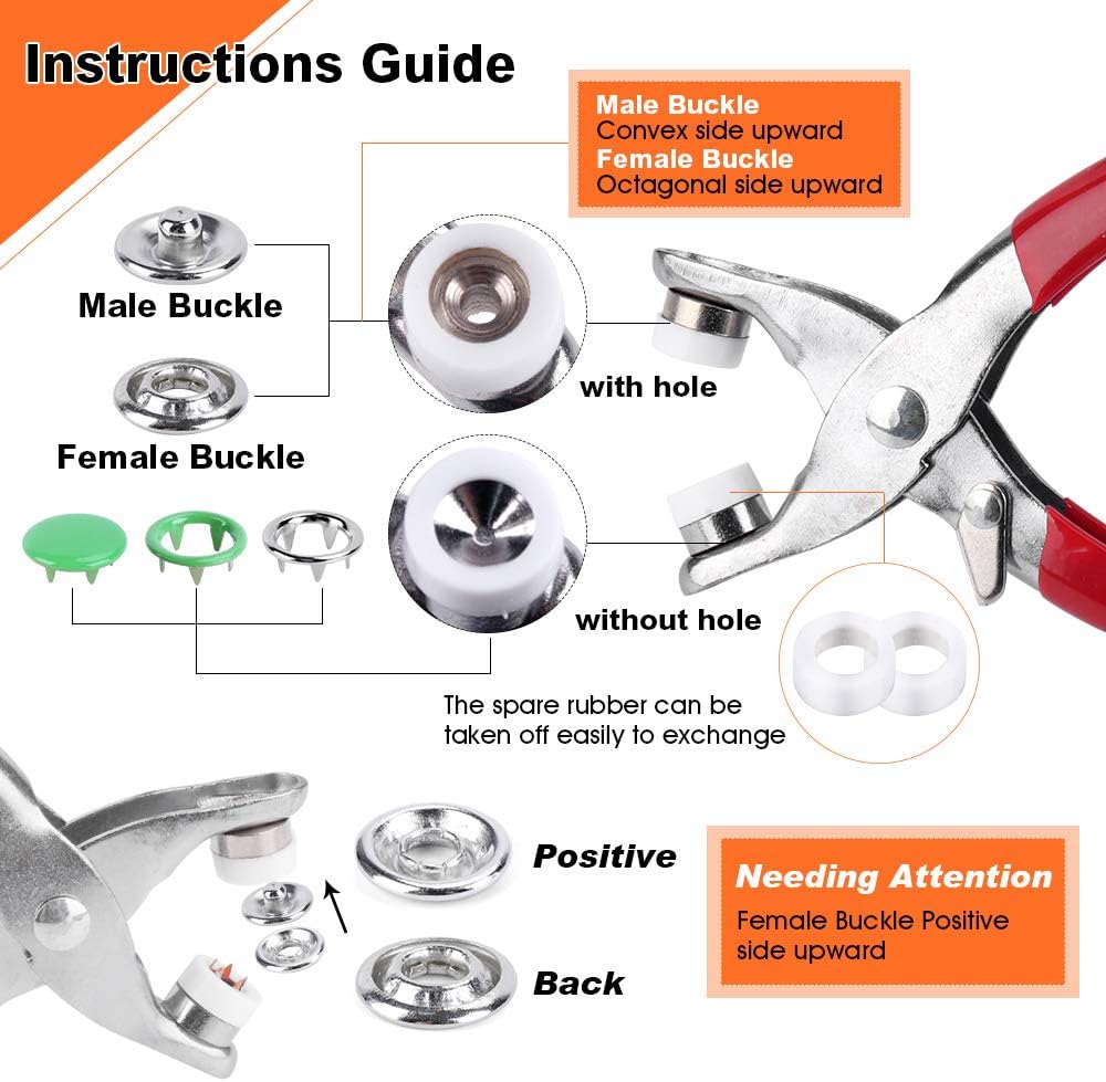 50/100 المعادن الشق أزرار خاطف - مراجعة Snap Fastener Set وسعره