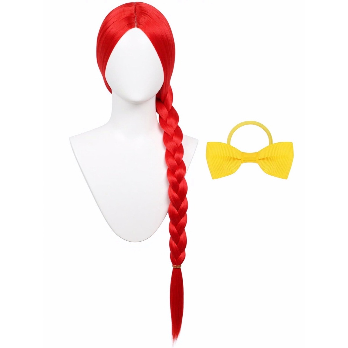 شعر مستعار أحمر ساطع بطول 61 س - مراجعة Cosplay Prop Bow وسعره