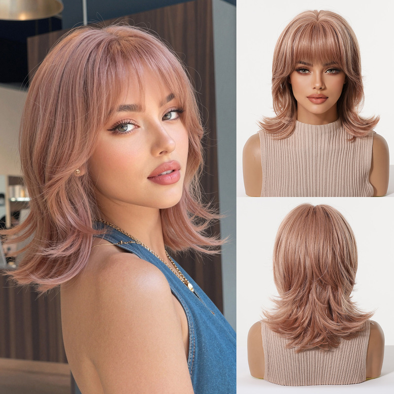 باروكة نسائية مع غرة، تجعيد ذي - مراجعة Wig Fiber Net وسعره