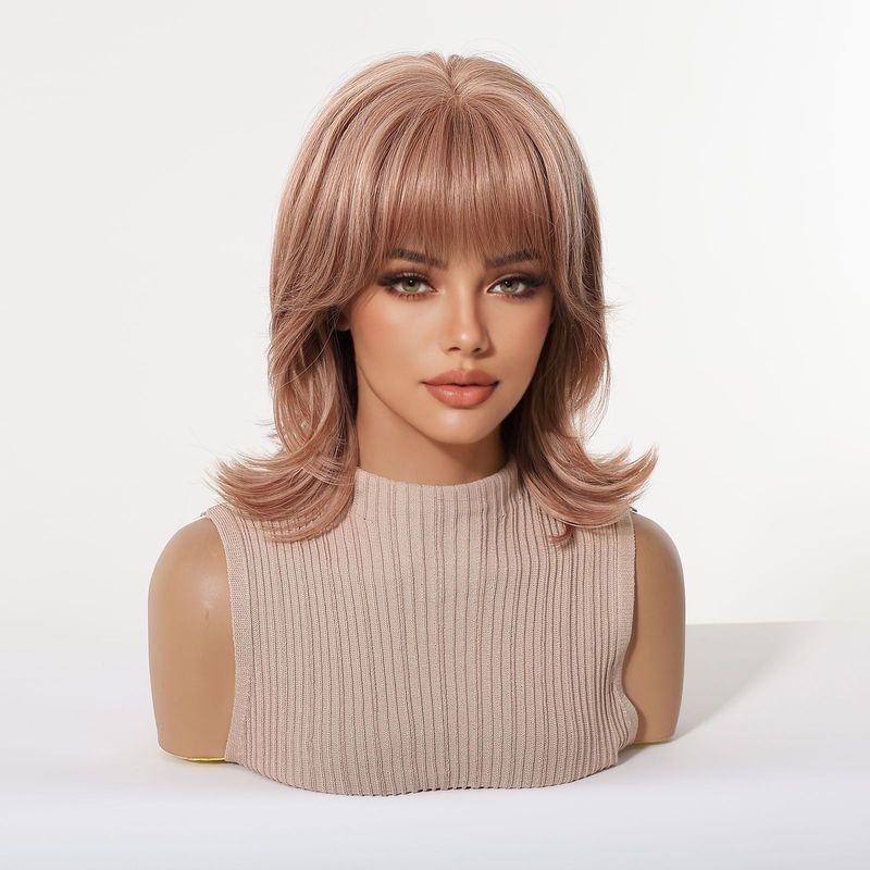 باروكة نسائية مع غرة، تجعيد ذي - مراجعة Wig Fiber Net وسعره