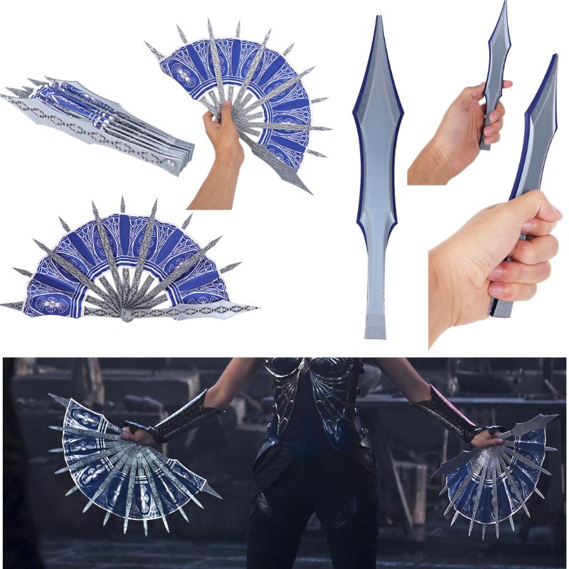 مروحة يد زرقاء لشخصية كيتانا م - مراجعة Cosplay Prop Blueprints وسعره